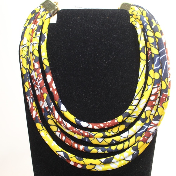 Multirope African Print Necklace - Picture 2 of 2